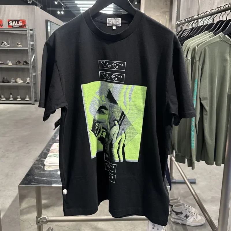 

Летняя футболка унисекс CAVEMPT с абстрактным граффити-принтом, зеленая, хлопковая, дышащая, с коротким рукавом