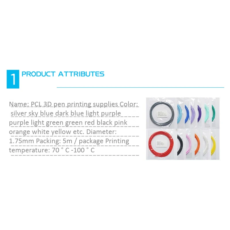 5M Pcl 1,75 mm Filament Niskotemperaturowe pióro do druku 3D Materiały eksploatacyjne do drukarki 3D / pióro do drukarki 3D (białe) A002