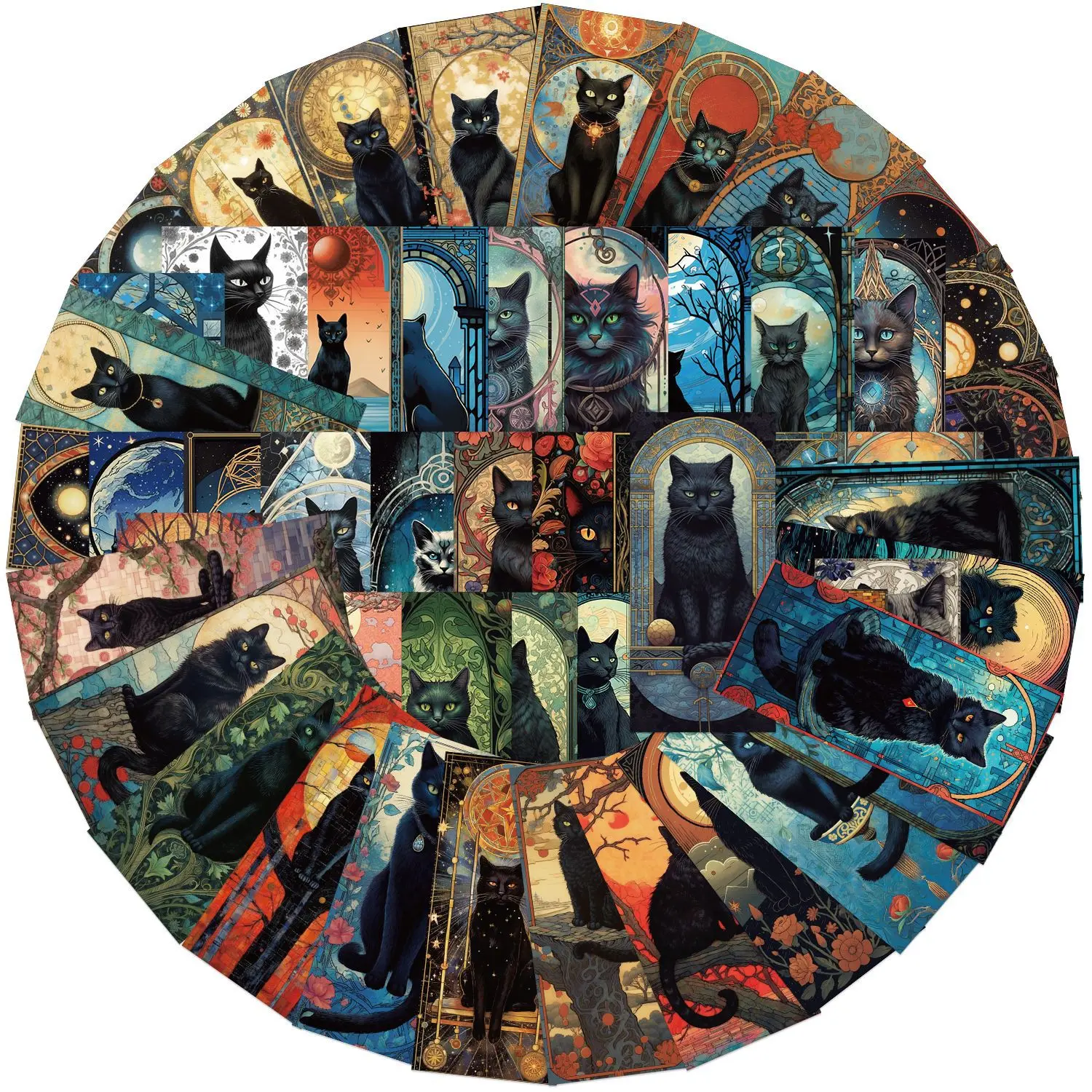 60PCS Cartoon Dark Cat Graffiti Stickers Decor Guitar Notebook Stationery Box Luggage DIY Stickers