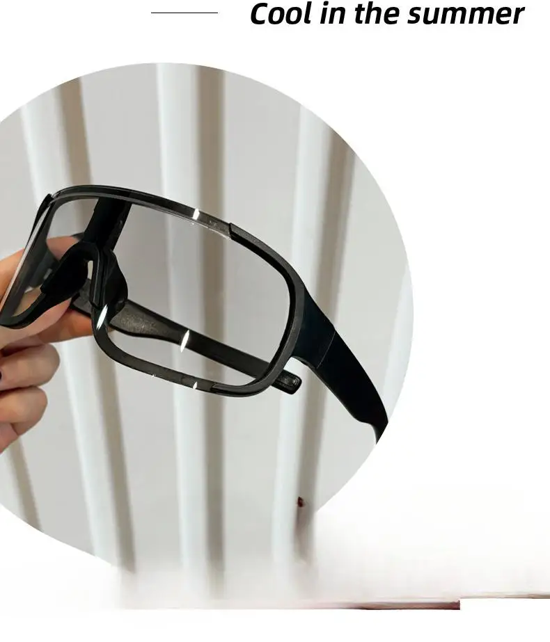 Photochrome Y2K-Fahrrad-Sonnenbrille, winddichte Brille für Männer und Frauen, Retro-reflektierende Folie, Linse, Straßenreiten, Sportbrille – Detail 6