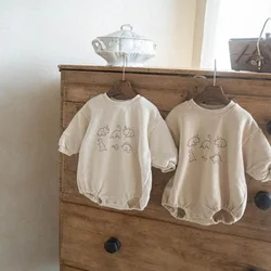 2024 Autumn New Baby Long Sleeve Bodysuit Infant Boy Girl Cartoon Print Casual Jumpsuit Newborn Toddler Cotton Clothes 0-24M