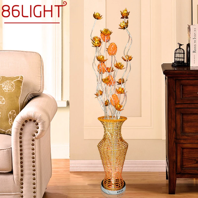 

86LIGHT Nordic Golden Floor Lamp Modern Art Flower Iiving Room Sofa Bedroom Wedding LED Originality Decorative Standing Light