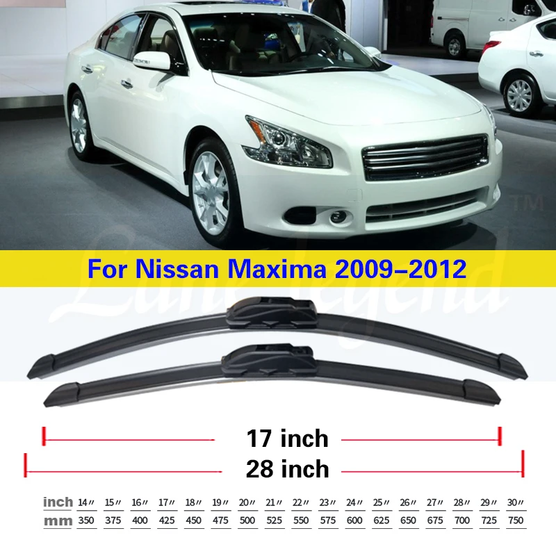 Car Front Wiper Blades For Nissan Maxima 2009 2010 2011 2012 Windshield Windscreen Front Window 28\