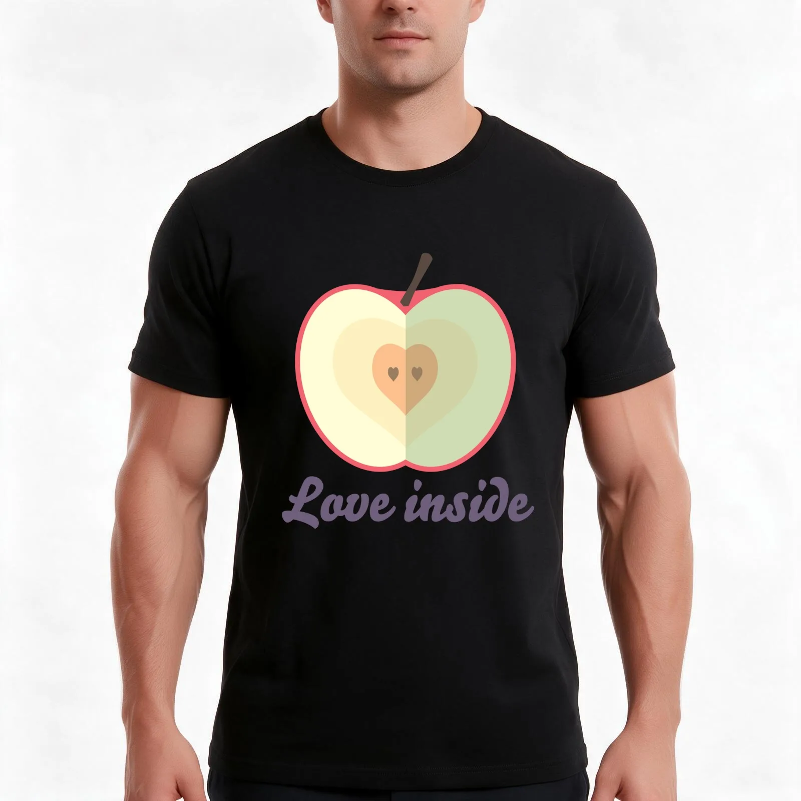 Love inside T-Shirt, Summer Casual Cotton Tee, Oversized Streetwear Tops, Vintage Graphic Print, Loose Fit Short Sleeve