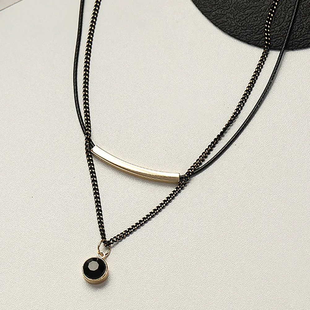 

Layered Pendant Black Crystal Choker Simple Necklace Women Jewelry Clavicle Chain Gift Layered Necklace Clavicle Chain