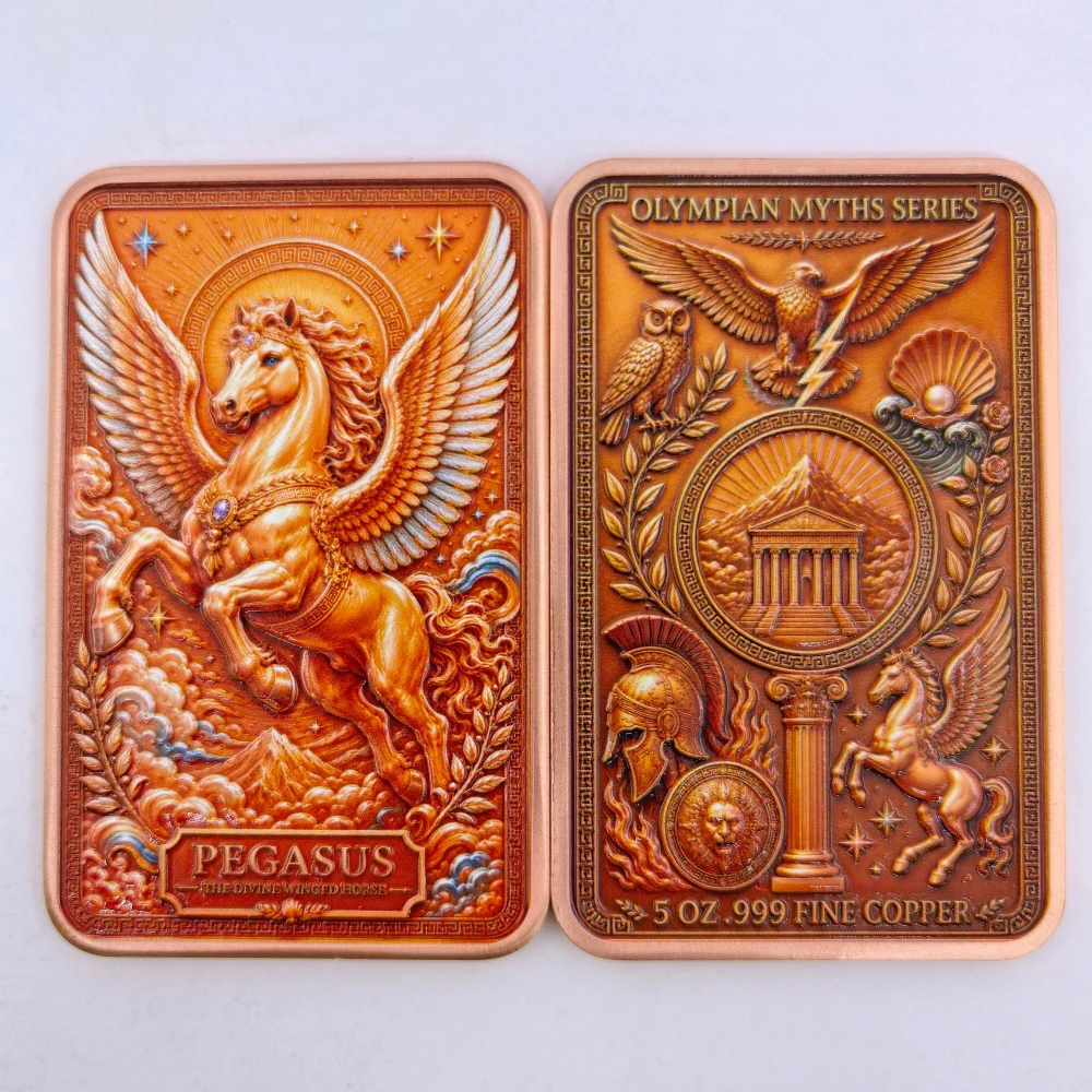 5 Types 5 OZ Ancient Greek Classical Mythical Gods Fine Copper Commemorative Bar Zeus Ares Athena Collectible Souvenir Gift