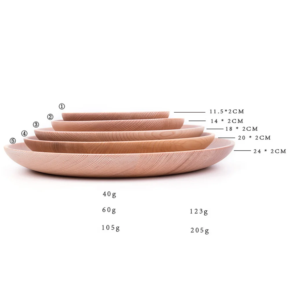 

Round Wooden Dinner Plates 24Cm Natural Eco-Friendly Serving Platter For Daily Party Wedding Dishware Kitchen