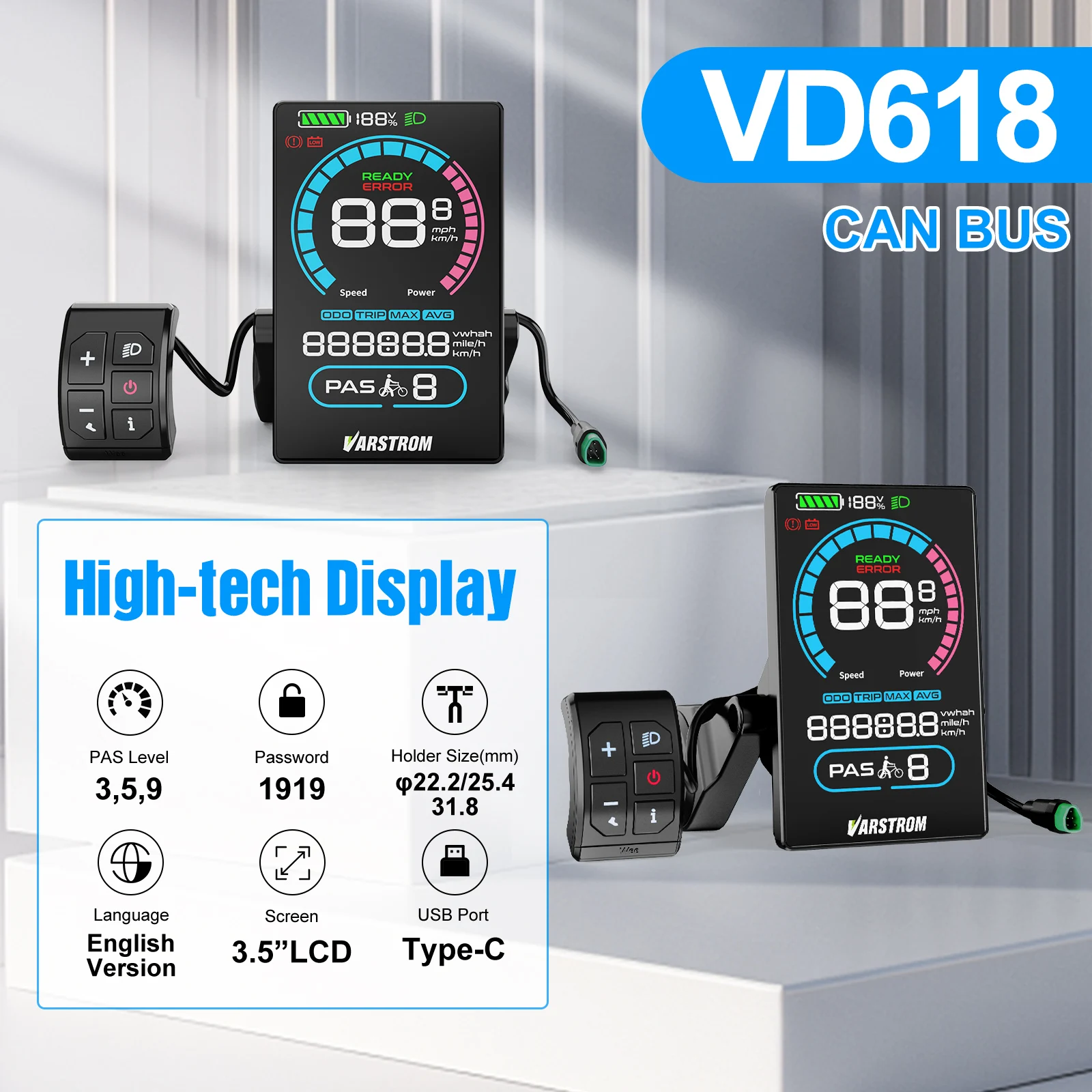 BAFANG KAN Display Elektrische Fietscomputer DPC010 VD618 EKD01 Bluetooth Bafang KAN BUS Protocol Motoren 5Pin Mannelijke Ebike Conversie