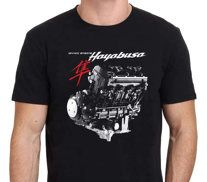 

Hot Sale Classic Japanese Motorcycle Hayabusa 1344CC Engine T-Shirt 100% Cotton O-Neck Short Sleeve Summer Casual Mens T-shirt