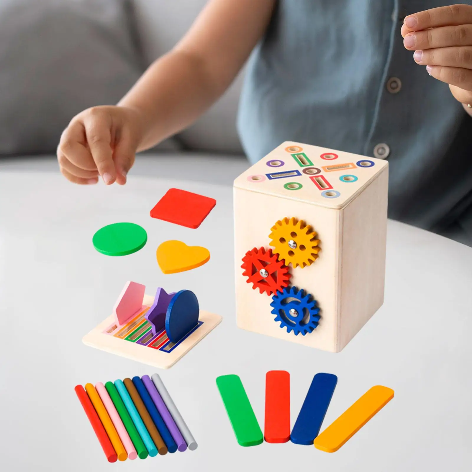 صندوق فرز الألوان للأطفال، لعبة التعليم المبكر، لعبة مطابقة الأشكال الهندسية التفاعلية للأولاد والبنات والأطفال الصغار