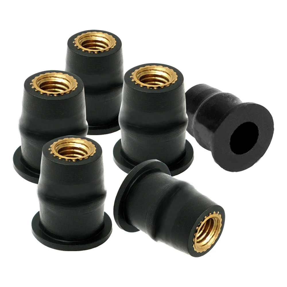 30/10Pcs M5/M6 Convex Rubber Well Rivet Nuts Black For Motorcycle Windshield Kayaking ATV Automoboile Accessories