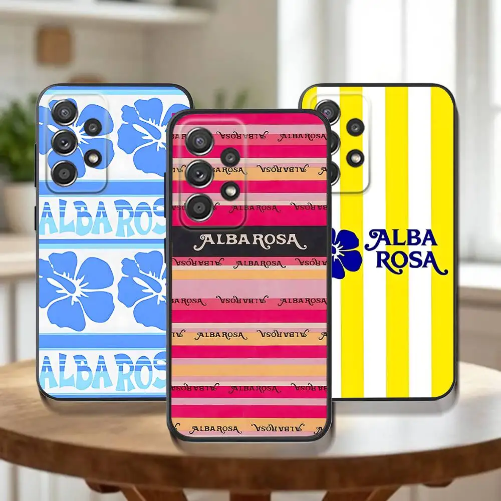 

Fashion A-ALBA R-ROSA Phone Case For Samsung Galaxy A73,31,32,72,41,53,52,71,22,5G,Note,J7,8,9 Soft Black Cover