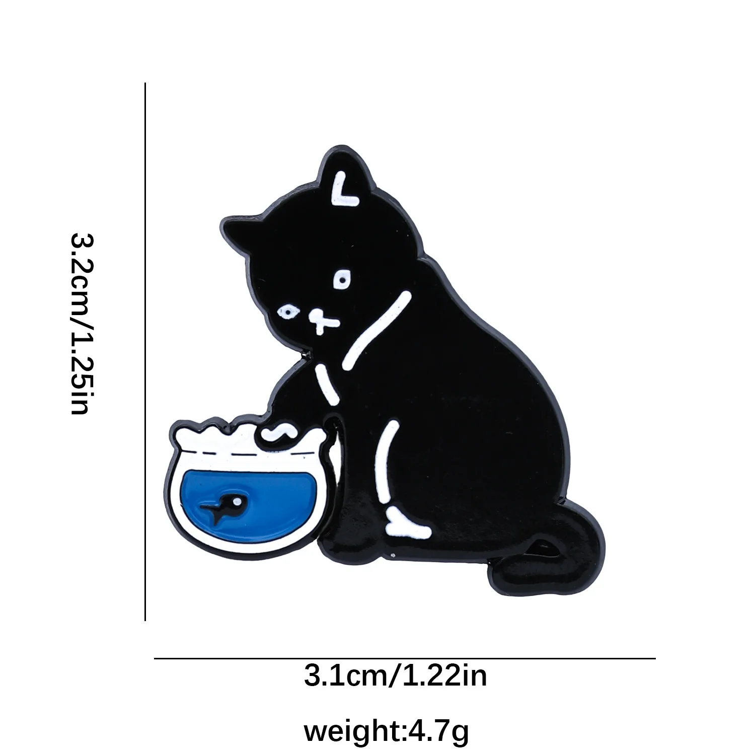 Broche de gato negro para monopatín de dibujos animados, insignia de metal versátil de dibujos animados, bolso personalizado a la moda, alfileres para bufanda, regalo