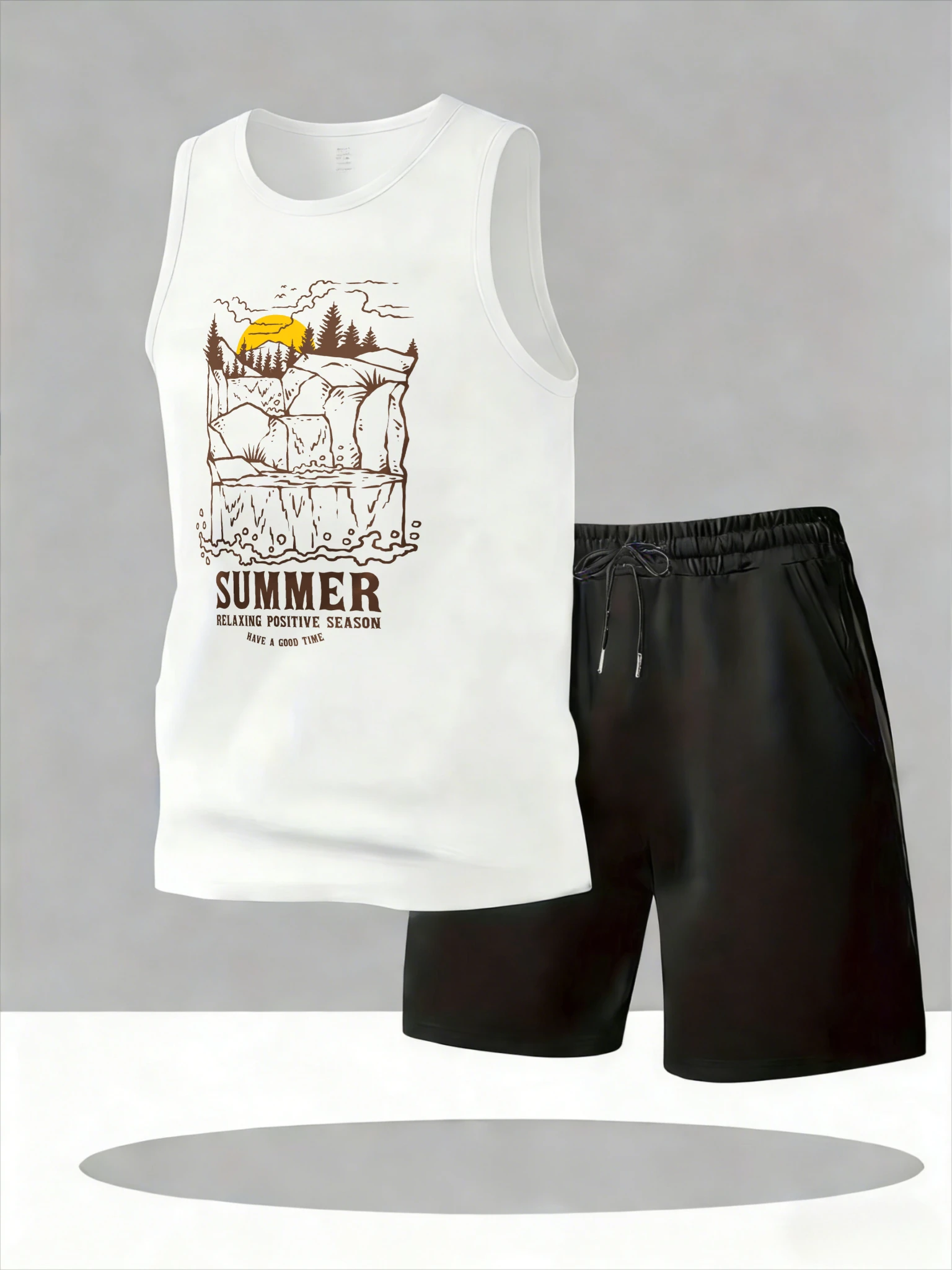 

Men's Tank Top Sets 2026 Summer Quick drying drip clothing sports running oversize seaside crewneck Breathable Two-piece sets