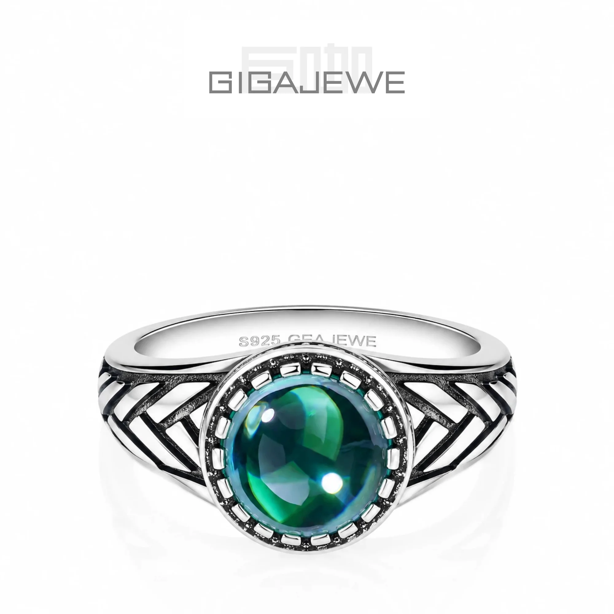 GIGAJEWE 10 mm 5 Karat Tautropfen-Schliff, natürlicher grüner Moissanit, S925, personalisierter großer Ring, Diamanttest, bestandener Frau, Mann, Geschenk mit GRA