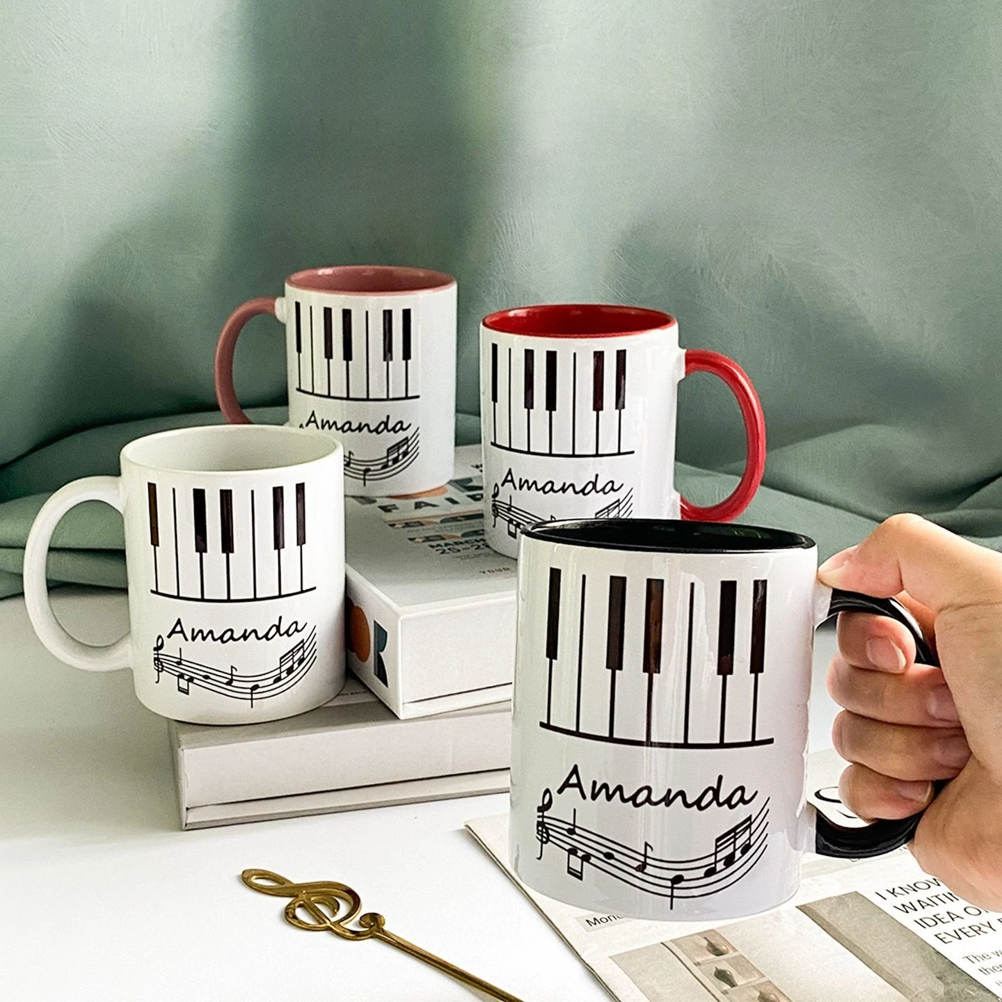 

Creative Piano Note Ceramic Mug, Personalized High-end Coffee Mugs, Student High-value Tea Cup, Birthday Gift Couple Water Cups