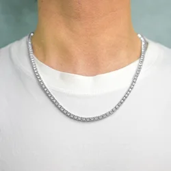 Full Rhinestone 4mm Wide Tennis Link Chain 8/18/20/24 Length Brcelet Necklace Shiny  Fashion Trendy Jewelry Men Women Hip Hop