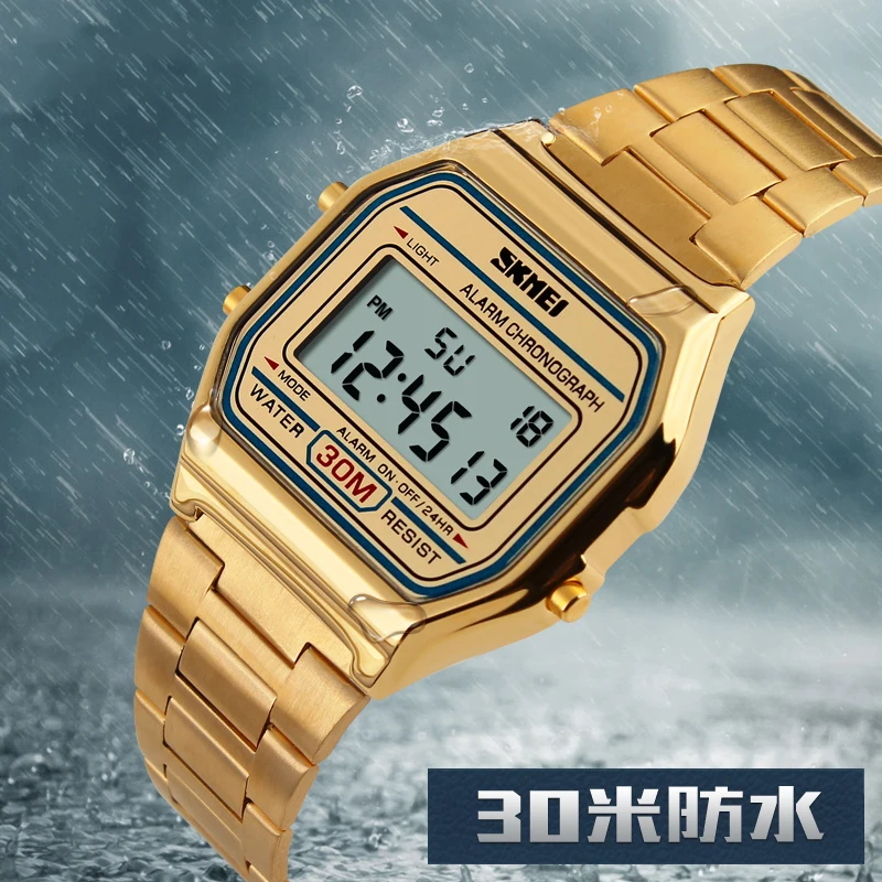 

Skmei мужские часы из нержавеющей стали со светодиодным дисплеем, модные повседневные спортивные часы, водонепроницаемые цифровые часы с 3 барами, Reloj Hombre