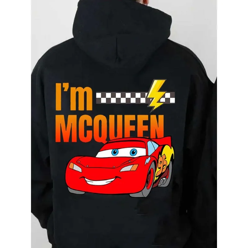 ディズニー カー カップル フード付きスウェットシャツ ライトニング・マックィーン&サリー プリント 四季対応 速乾性トップス 男女兼用