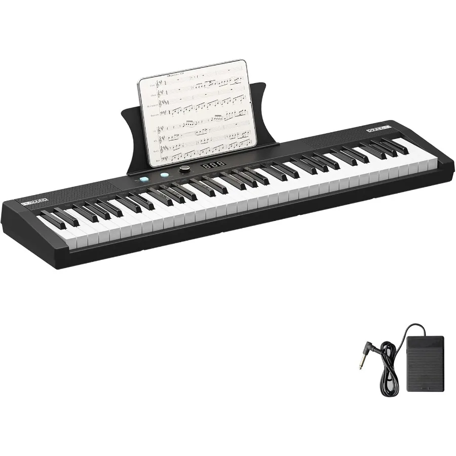 61Key Portable Electric Keyboard Piano with BuiltIn Speakers Power Adapter Headphones Included Ideal for Music Practice and Per