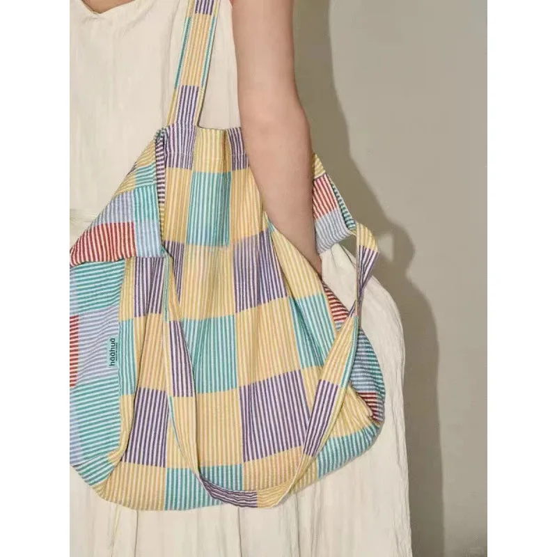 Сладкая и большая вместительная холщовая сумка, повседневная и свежая сумка через плечо на одно плечо, стиль для летних каникул