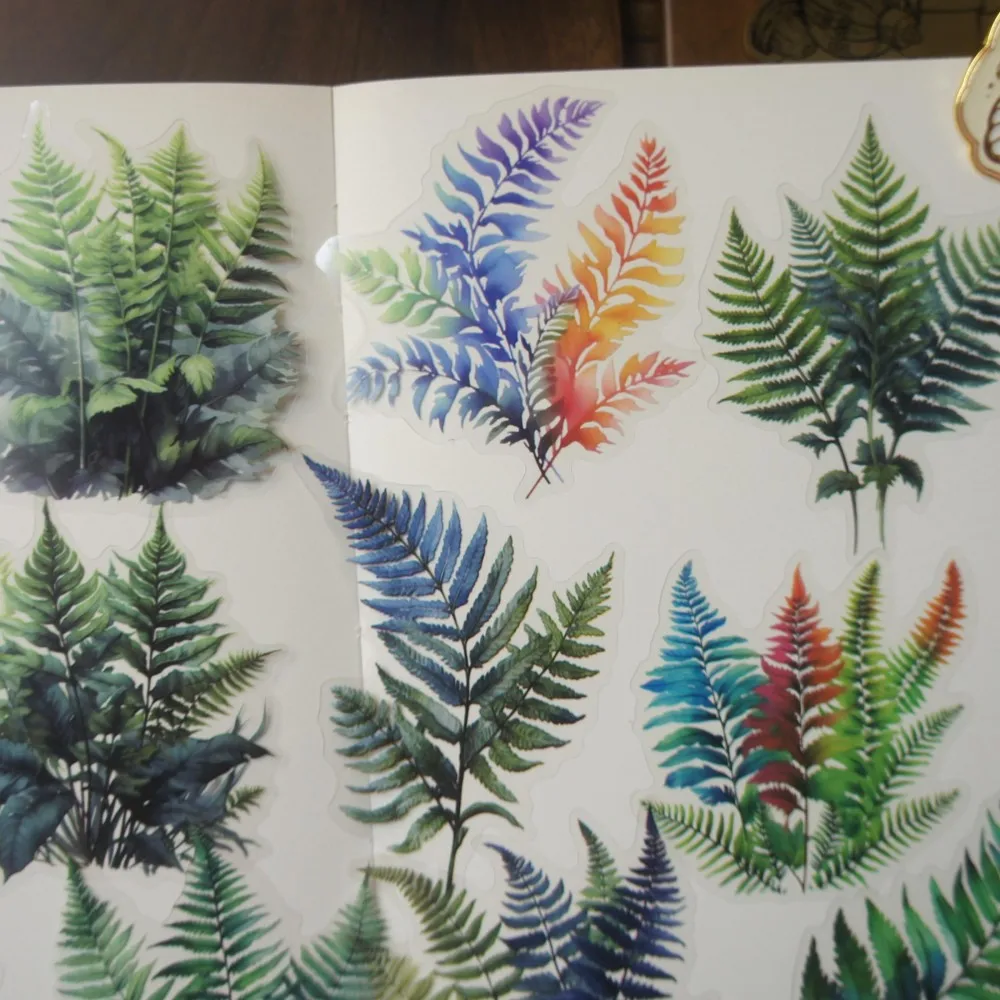 

18pcs Tropical Green Colorful Fern Leaves PVC Sticker Scrapbooking DIY Gift Packing Label Decoration Tag