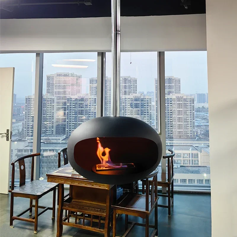 Suspended Heating Decoration Real Fire Fireplace Hanging Indoor Heaters Ceiling Mounted Suspended Fireplace