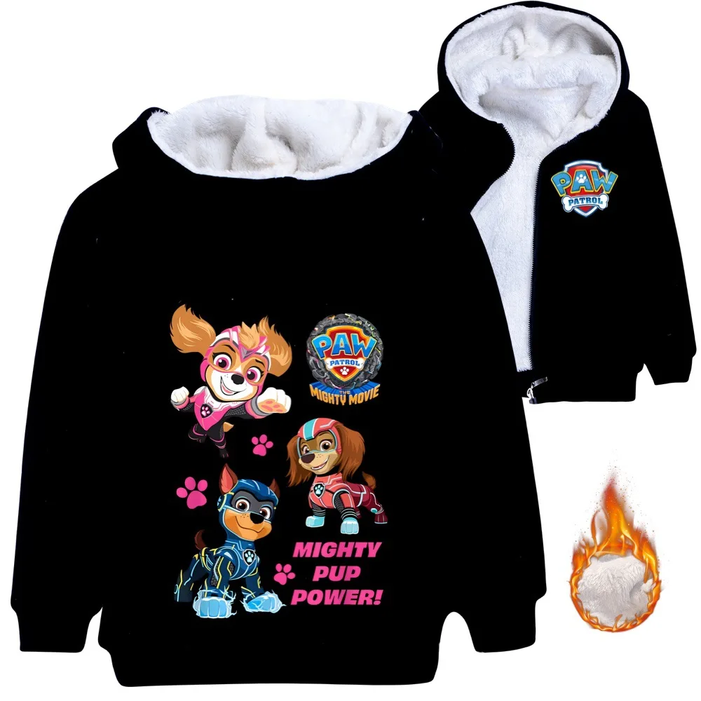 Paw Patrol Thicken Clothes Kids Autumn Hooded Sweatshirts Baby Girls Zipper Jackets Toddler Boys Long Sleeve Coats