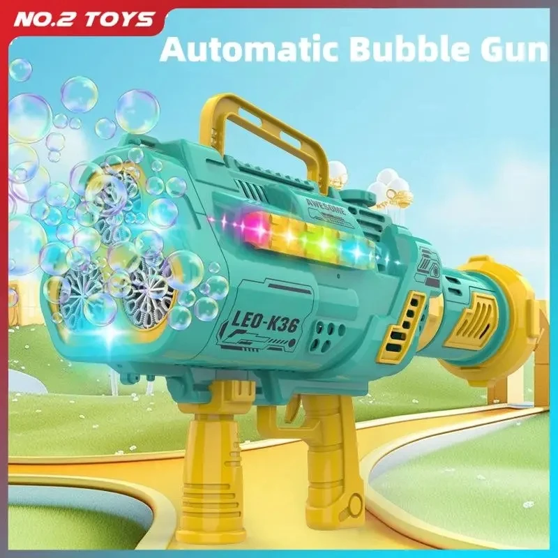 

36 Hole Automatic Bubble Gun Electric Bubble Machine with Lights Soap Guns Blaster Blower Outdoor Birthday Party Kids Toy Gifts