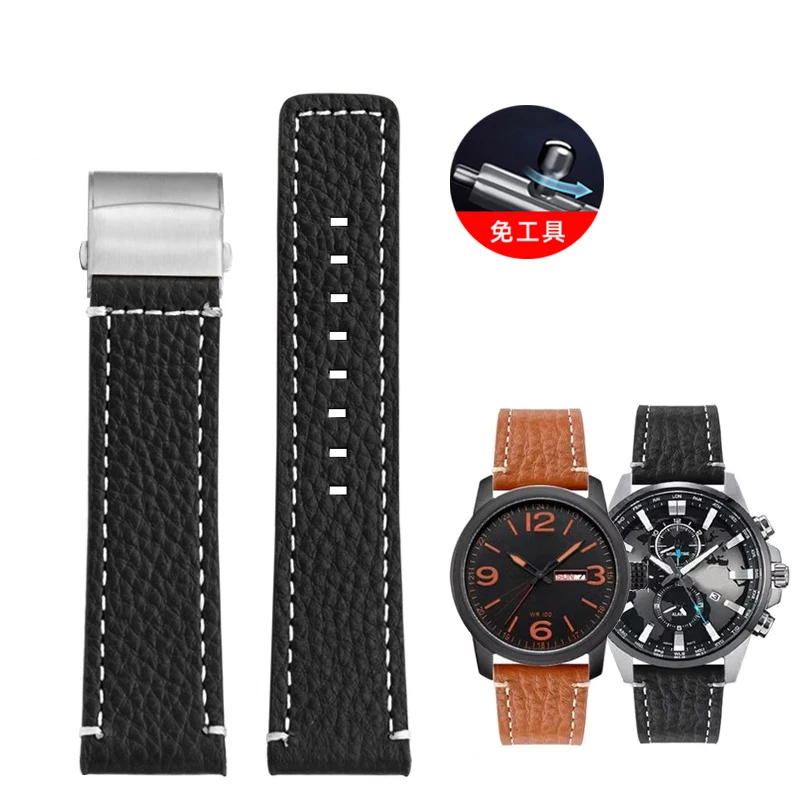 For Mido Helmsman Breitling Longines Omega Genuine Leather Watch Band with Folding Buckle Quick Release Bracelet Strap 20mm 22mm