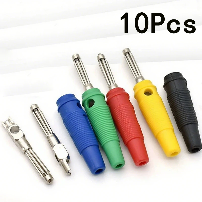 

10PCS 4mm 32A High Current Solderless Screw Side Stackable Banana Plug Copper