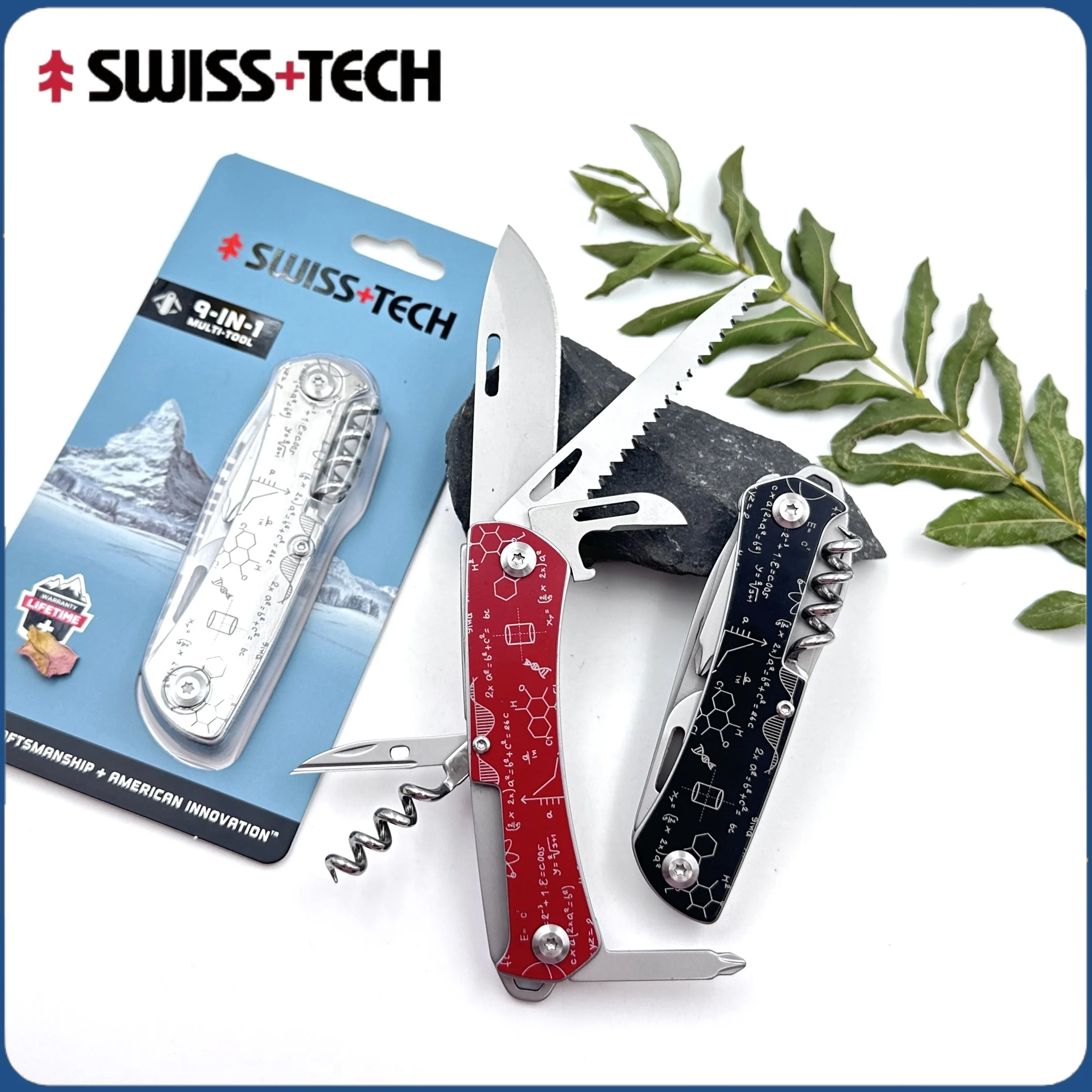 

SWISS TECH 9-IN-1Mini Folding Multi Tool Knife EDC Outdoor Hand Tools Portable Pocket Knife Wood Saw Bottle Wine Opener