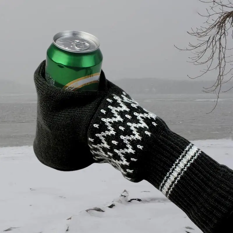 Beer Mitt Beer Mitten Gloves Insulating Knit Mitt Knit Stitched Drink Mitt Holder Keeps Your Drink Cold and Your Hand Warm