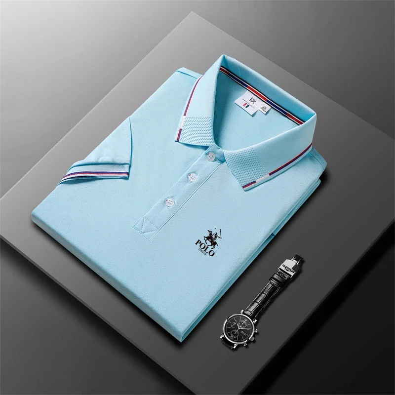 High end new 2024 men's casual short sleeved polo shirt, high-quality breathable summer top image 3