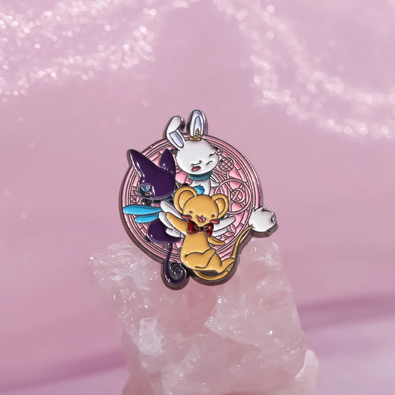 Magical Girl Enamel Pins Custom Cute Bunny Bear Brooches Lapel Badges Animal Funny Jewelry Gift for Kids Friends