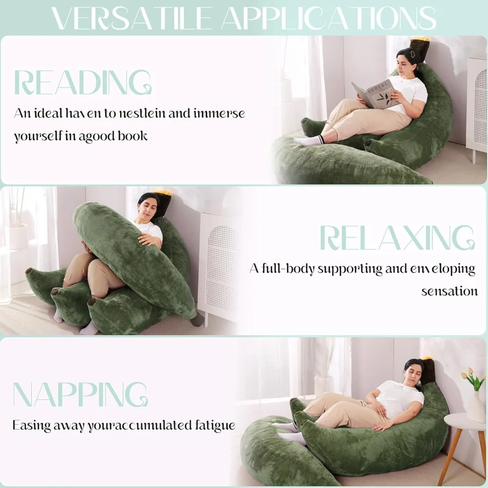 كرسي Banana Bean Bag مع مسند، أريكة أرضية مع مسند للقدمين، كرسي مريح قابل للتحويل للبالغين، أريكة قطيفة لغرفة النوم، #5