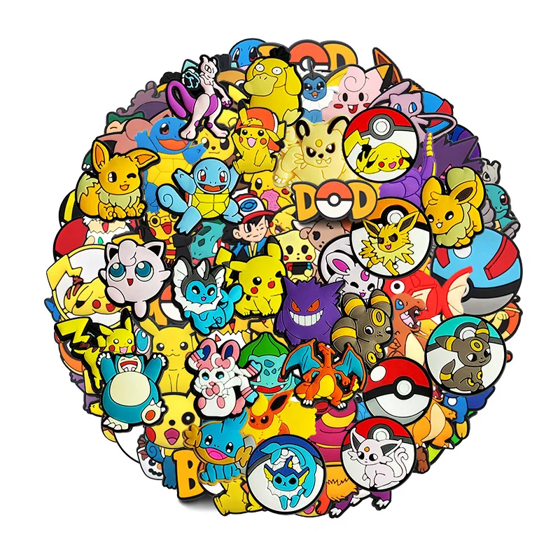 

10-200PCS MINISO various option Pokemon Pikachu Shoe Charm MIX wholesale PVC Decoration DIY Detachable Waterproof For Party Gift