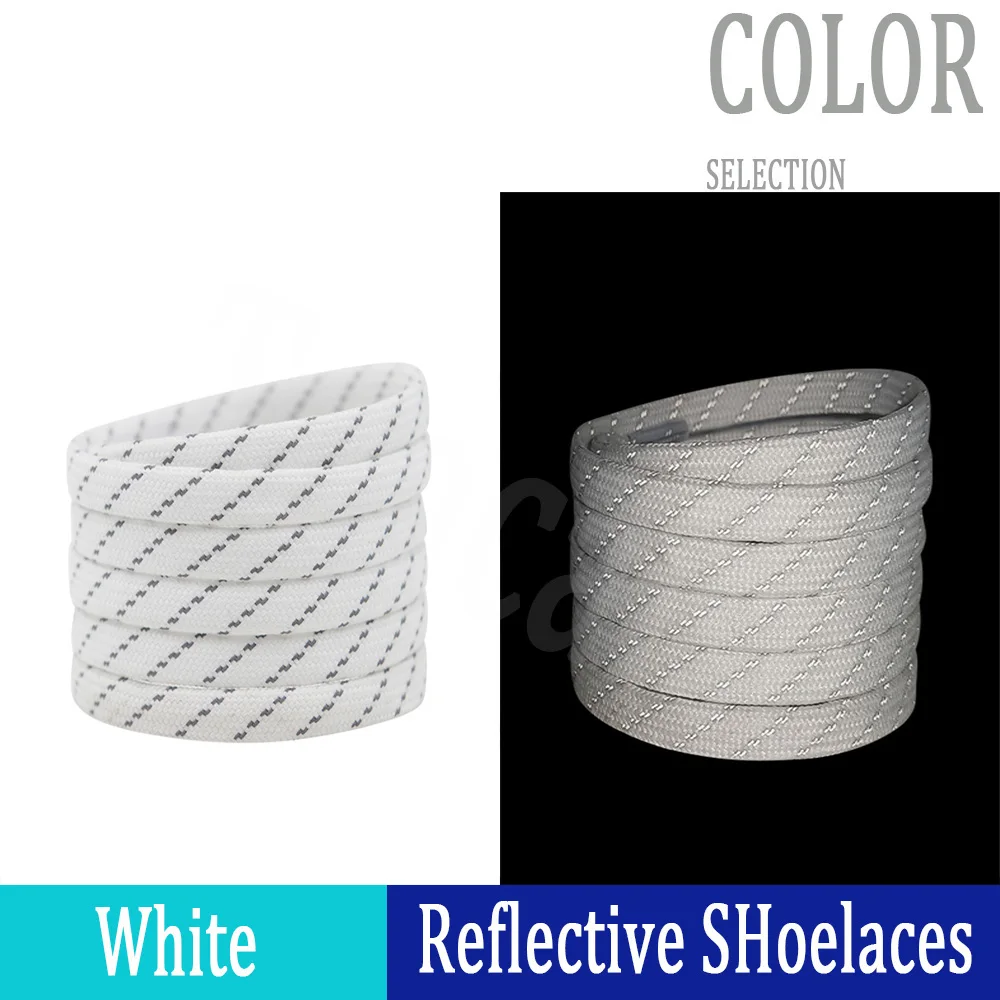 

1 Pair 6 Colors Length 100cm 120cm 140cm 160cm 10MM Reflective Shoelaces Top Quality Flat Shoe Laces Boots and Sneaker Shoelace