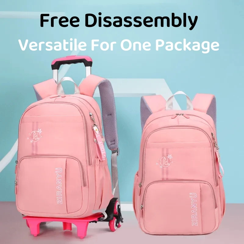 ZIRANYU Rolling Backpacks for Girls Backpack with Wheels for Girls Luggage Backpack On Wheels for Kids Trolley School Bags