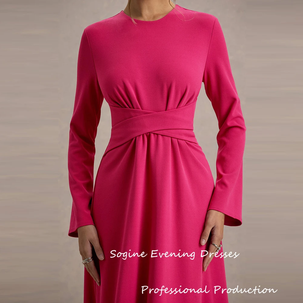 Long-Sleeve Midi Dress With Cross Waist Formal Occasions فساتين سهرة Ankle-Length Wedding Guest Party Dress For Women 2025