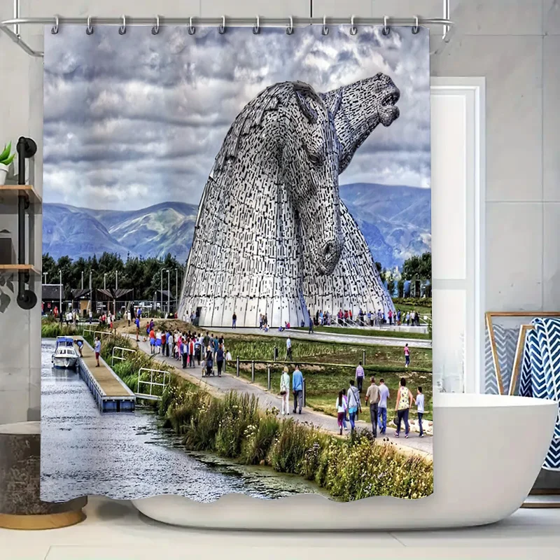 

unframed Ocean Wave Shower Curtain Seaside Beach Landscape Waterproof Bathroom Decor Coastal Vibes Modern Art Print Home Textile