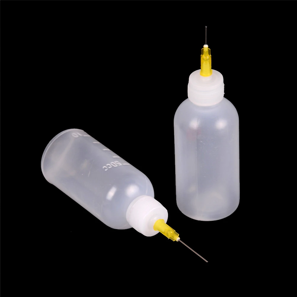 50ML New Plastic Dispensing Bottle with Syringe Needle Multifunction Glue Alcohol Paint Bottle DIY Model Making