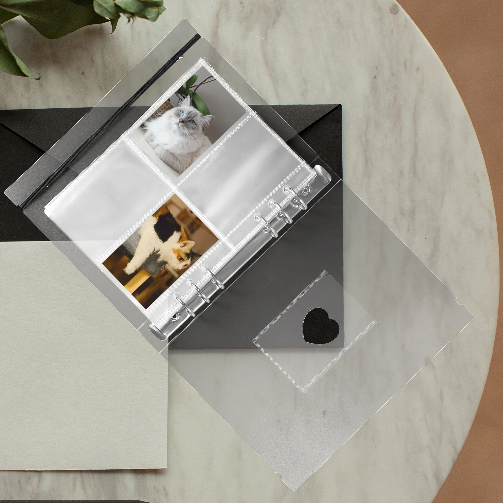 1 conjunto de pastas de página de álbum de fotos, design simples e moderno, anti-desgaste, à prova d'água, material pp para id, crédito, cartões de presente, mangas de cartão postal