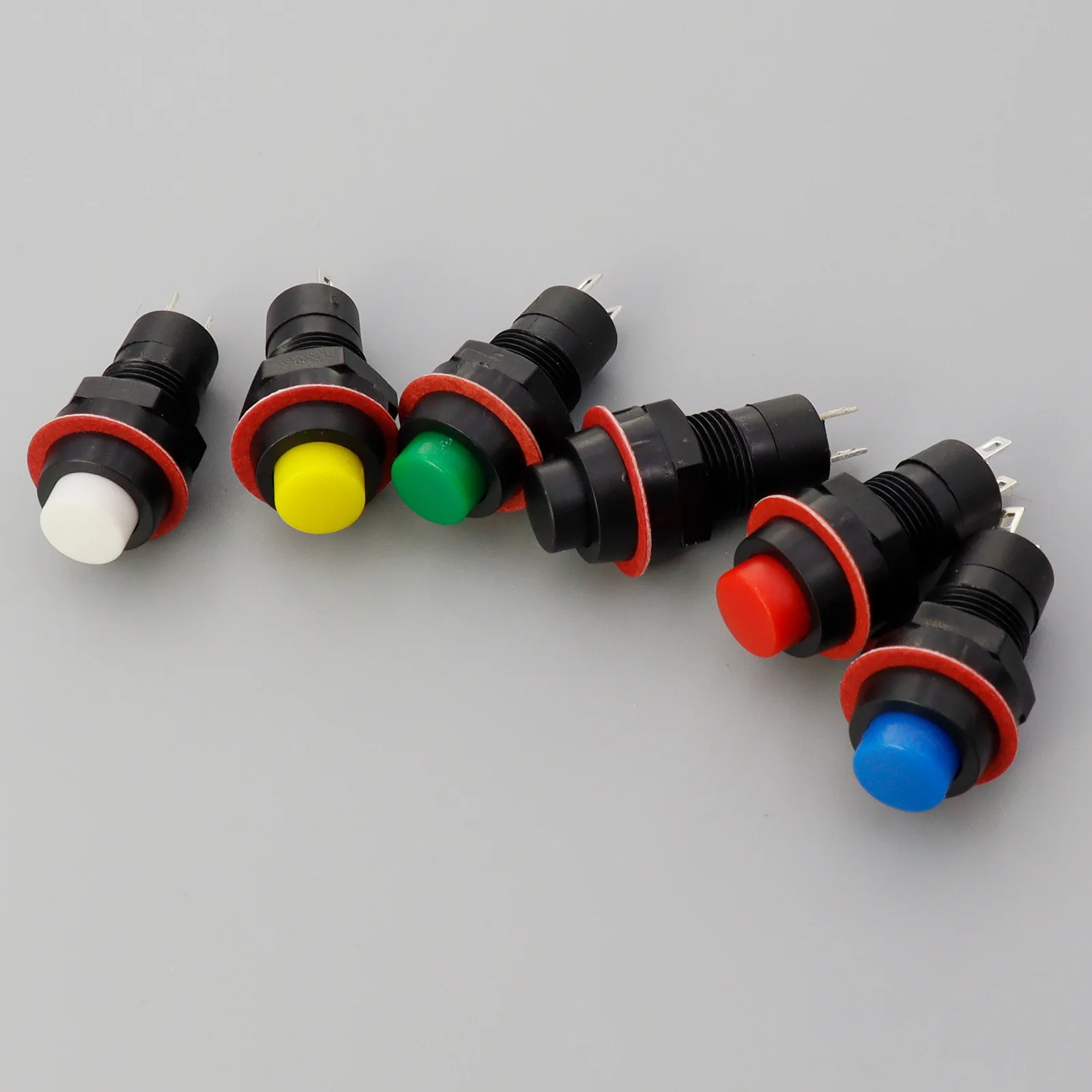 5PCS DS-213 Round Push Button Switch 10mm | Momentary Self-Resetting | Multi-Color (Red, Black, White, Yellow, Green, Blue)