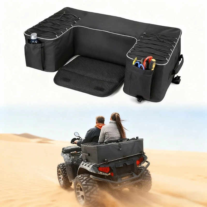 Beach Motorcycle Seat Bag Cross-Country Saddle Storage Bag Mountain ATV Seat Tail Bag with Tool Pockets