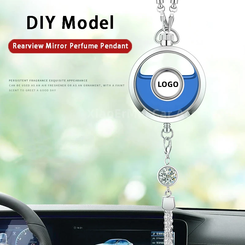 Car Perfume Pendant Air Freshener Hanging Perfume Empty Bottle Auto Interior Rearview Mirror Metal Lace Pendant Car Decoration