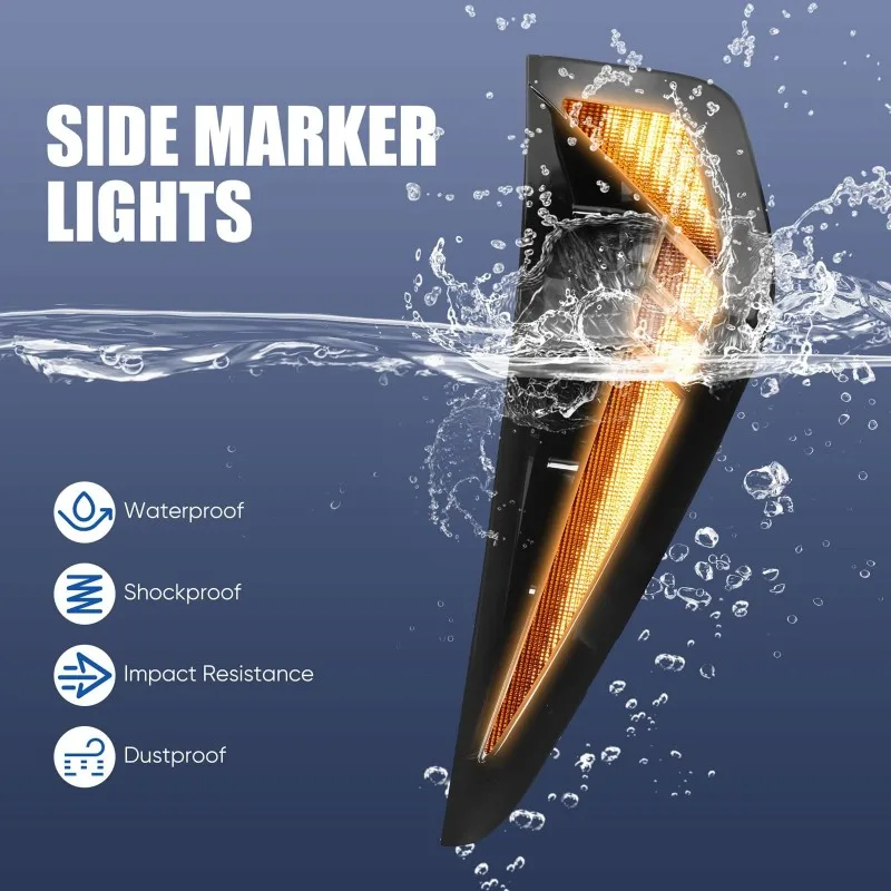 

Side Marker Light LED Front Fender Hood Bonnet Turn Signal Daytime Running Light For Dodge Ram 1500 TRX 2021-2024