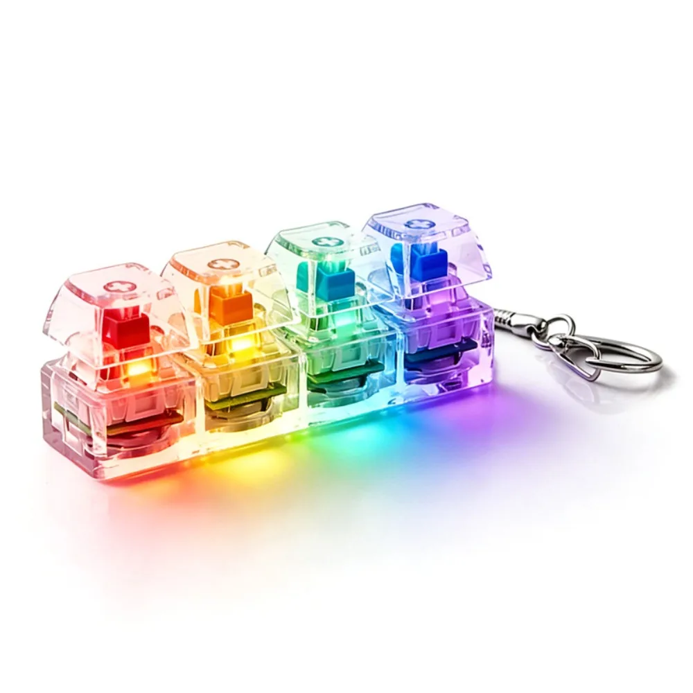 

RGB-брелок-клавиатура с подсветкой для снятия стресса, 4-кнопочный фиджет-клавиатурный брелок для снятия напряжения, успокаивающие накладки на клавиши