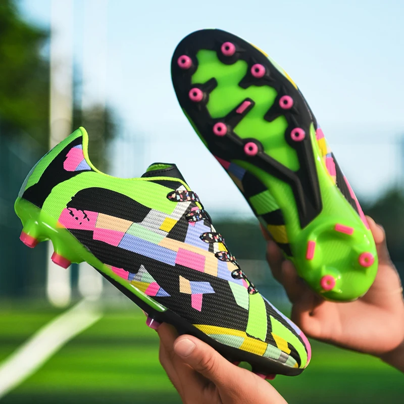 

2025 Football Shoes Men's Football Shoes Long Stud TF Training Sports Sneakers Breathable for Adult Match Youth Student P.E Clas