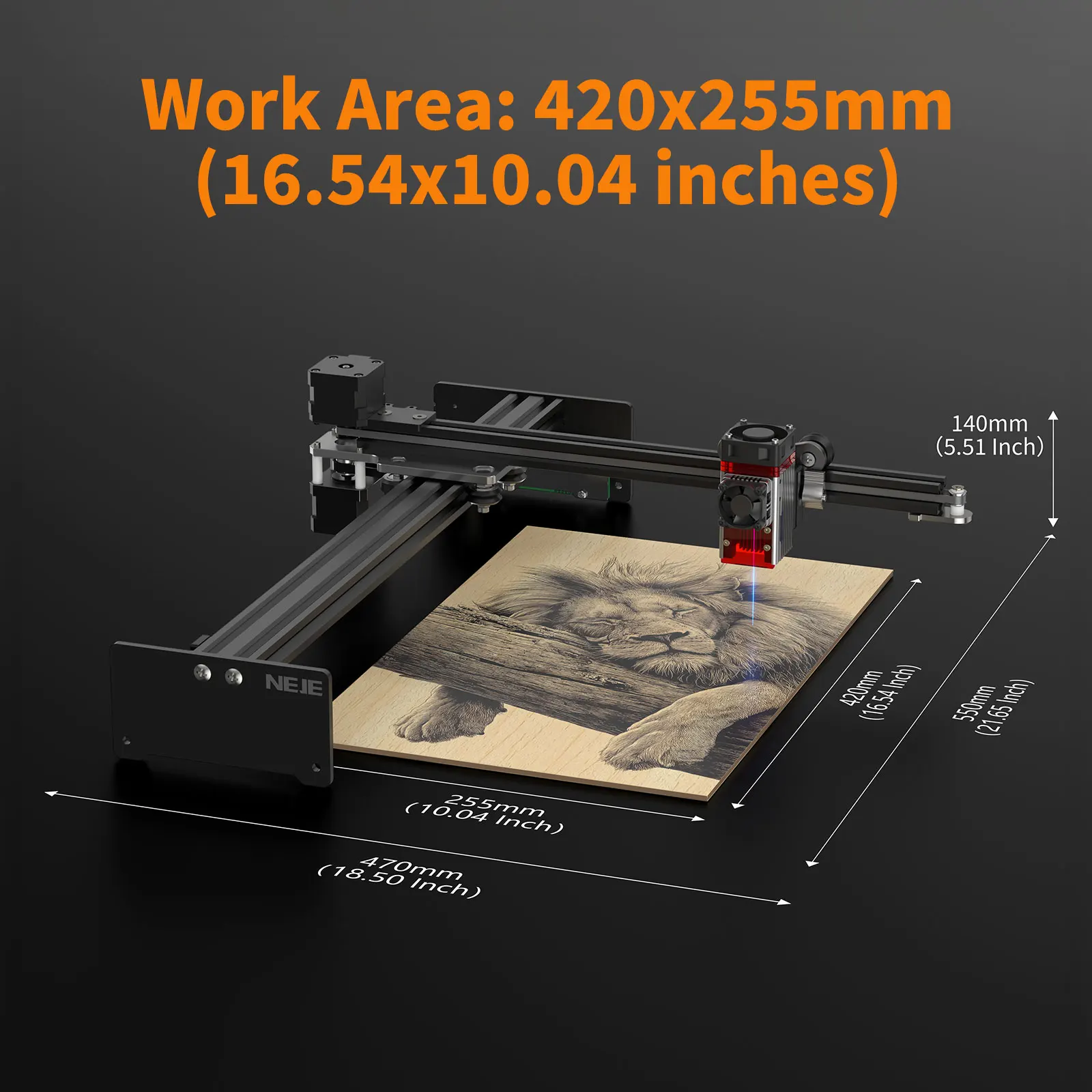 Neje 5 Plus Portable Laser Engraver Cnc Machine, DIY Engraving Cutting Tool for Wood Steel Acrylic Leather Woodworking Crafts